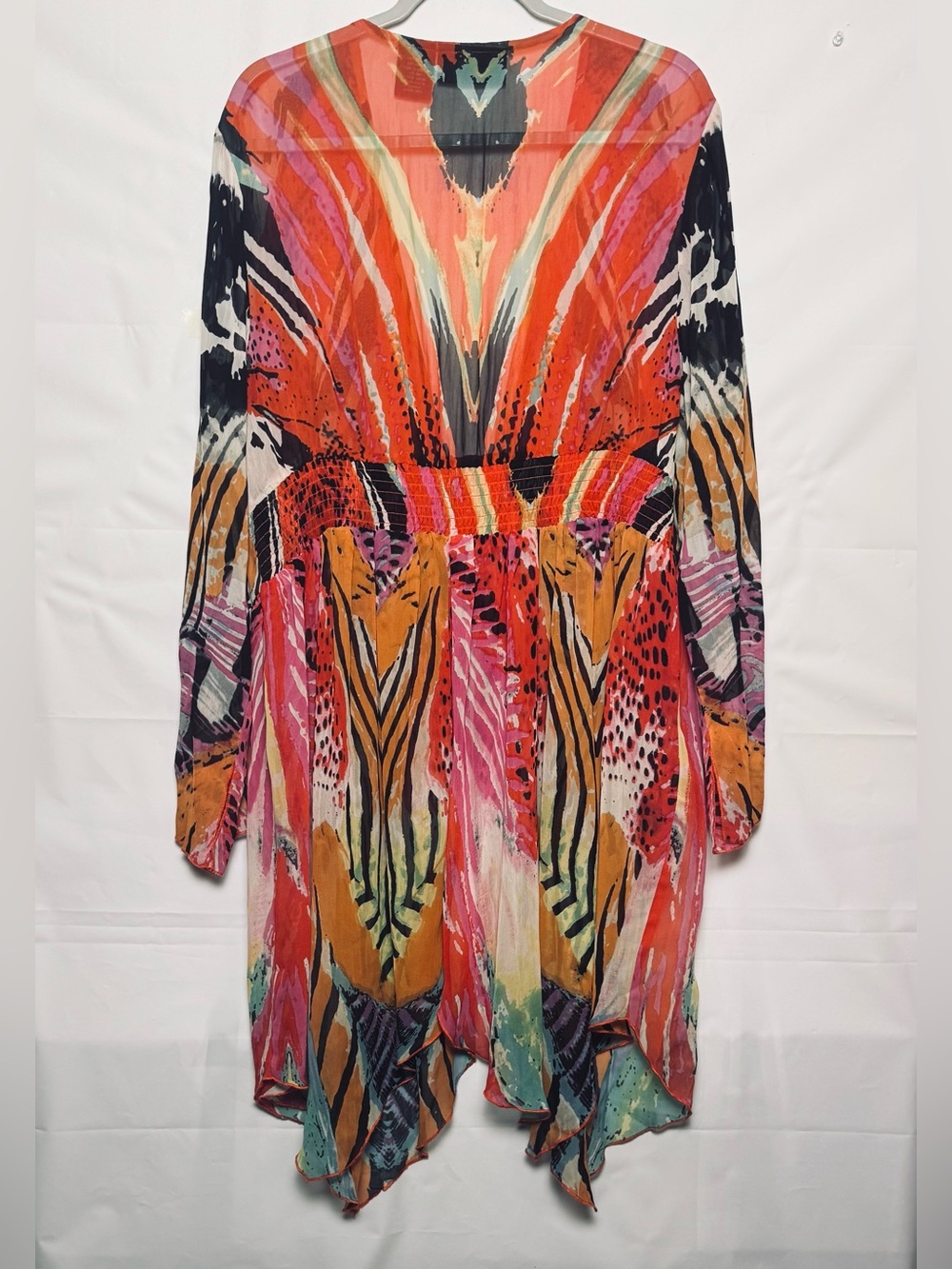 The Pyramid Collection Women’s XL Topper sheer Multicolor Rayon Kimono beach. - Picture 3 of 11